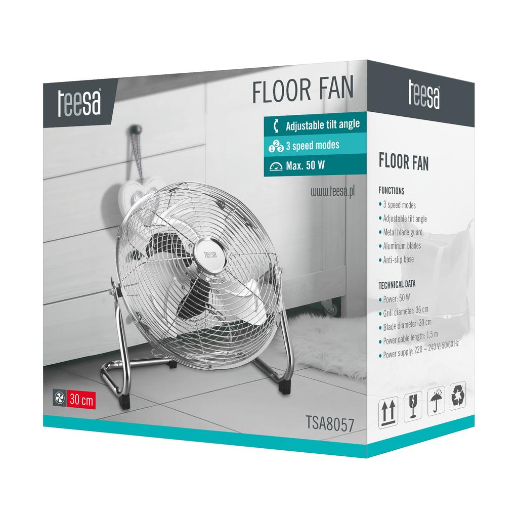Teesa 30cm stojanový ventilátor dílenský cirkulátor výkonný 50W