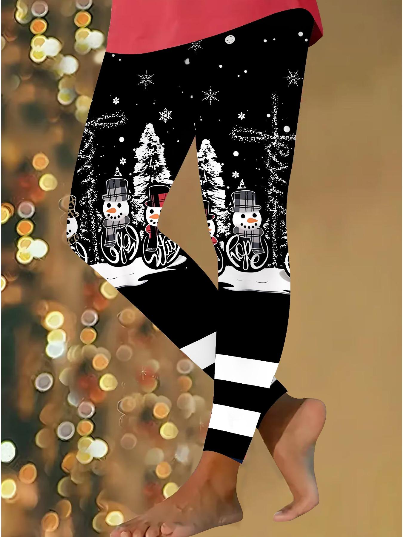 

Женские рождественские леггинсы для йоги с эластичными принтами, фитнес, бег, спортзал, активные штаны XXL белый