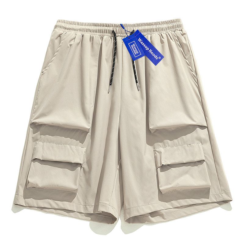 

Wassup Heods Men s Cargo Shorts Trendy Casual Sports Large Pocket Pants Summer National Fashion Brand Five-Point Shorts Light Khaki Color XXXL