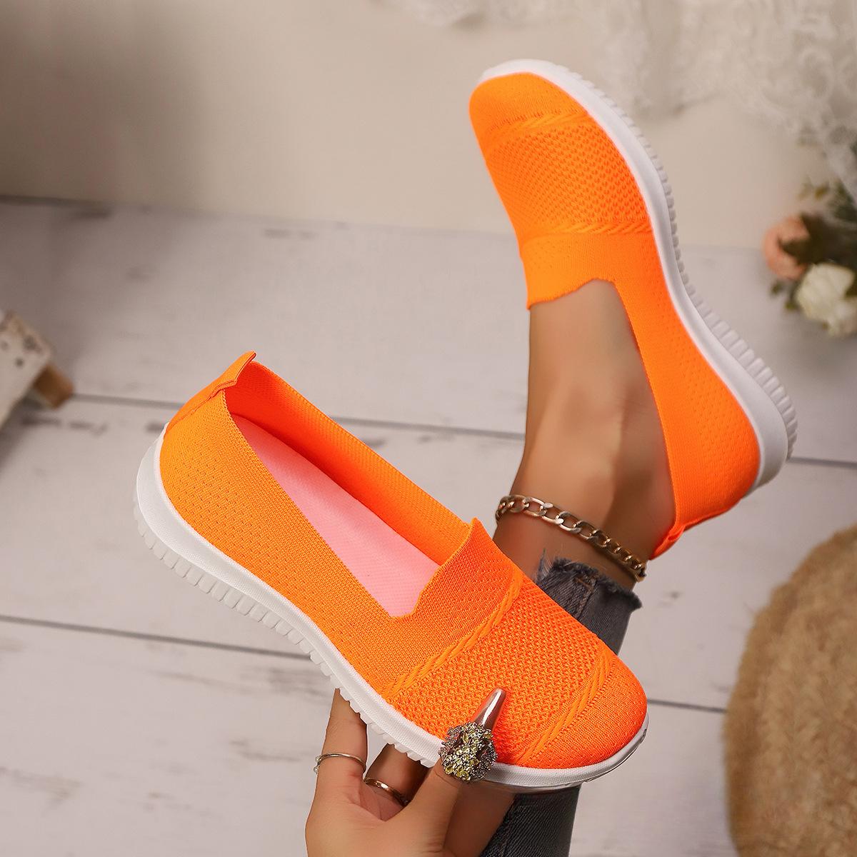 

Женские дышащие сетчатые кроссовки Slip-On - Лето 2025 Модные удобные туфли на плоской подошве 36 оранжевый