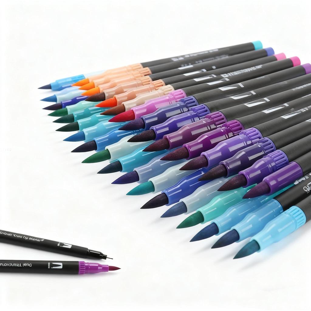 12-60 Colors Double Headed Art Drawing Notebook Pen Painting Pen Color Marker Pen Brush Tip 1-2mm Fine Tip Calligraphy Painting