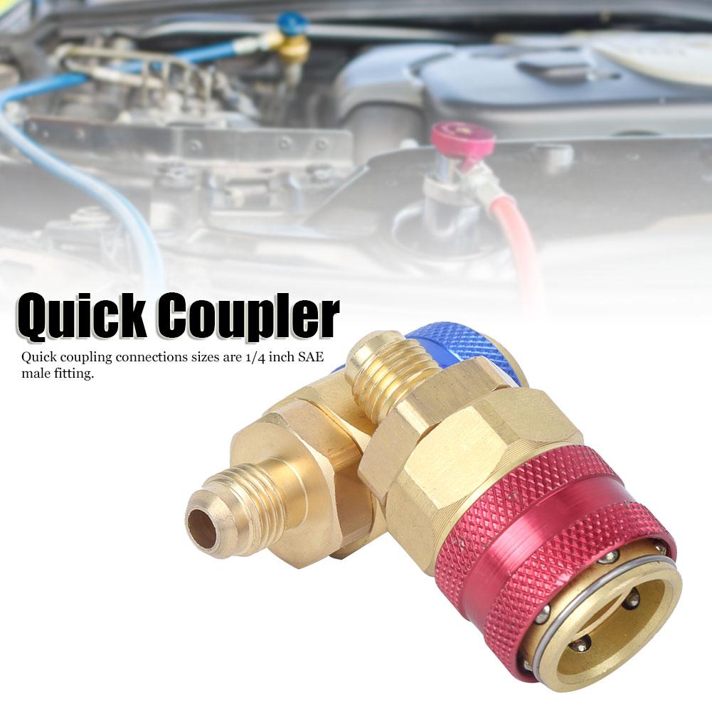 Air Conditioning Quick Coupler Connector Brass Adapters for R134A High Low Red Blue Side