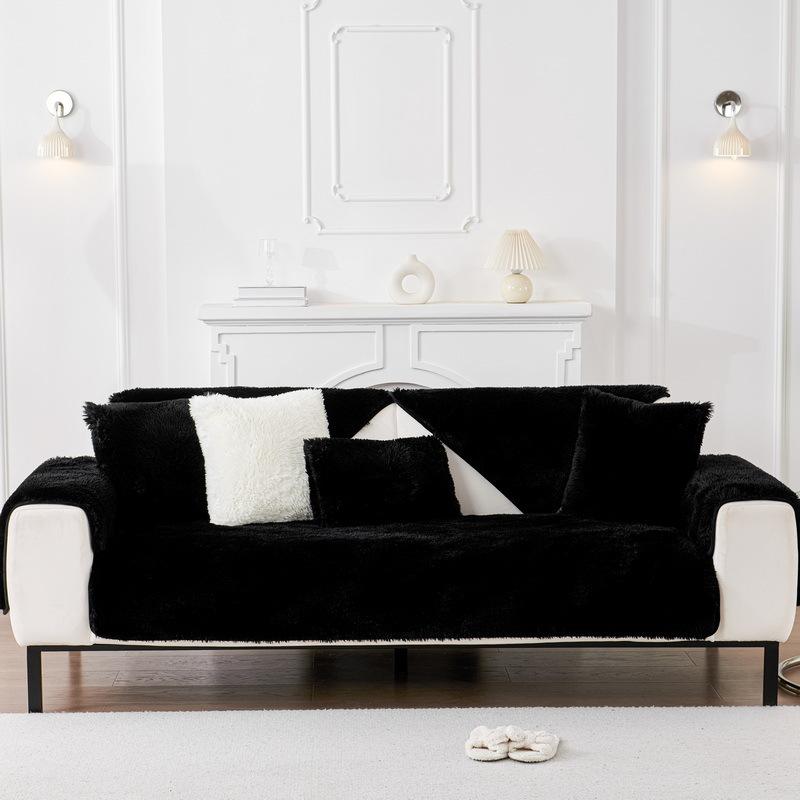 Cream Wind Thickened Fox Hair Sofa Cushion Autumn And Winter  New Leather Sofa Non-Slip Special Seat Cushion Cover