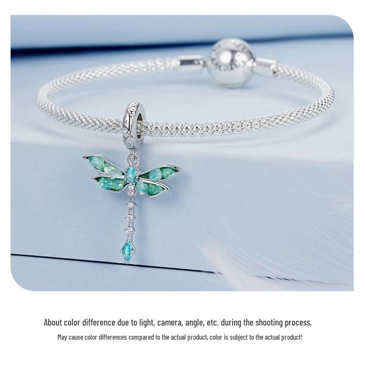 Avle Pendentif Libellule Exquis: Argent Sterling S925, Plaqué Platine, Bijoux Perlés DIY.