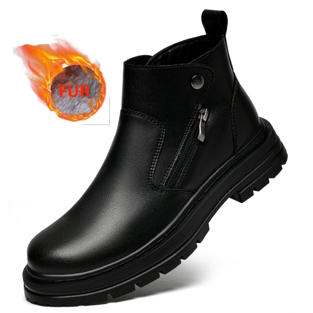 

Fashion Luxury Brand Leather Outdoor Boots High-quality Side Zipper Thick Soled Casual Boots Urban Fashion Comfort Commuting Men s Boots 38