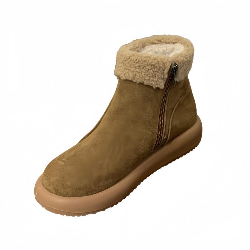 Retro short boots 2025 new soled velvet cotton shoes autumn and winter new warm snow boots