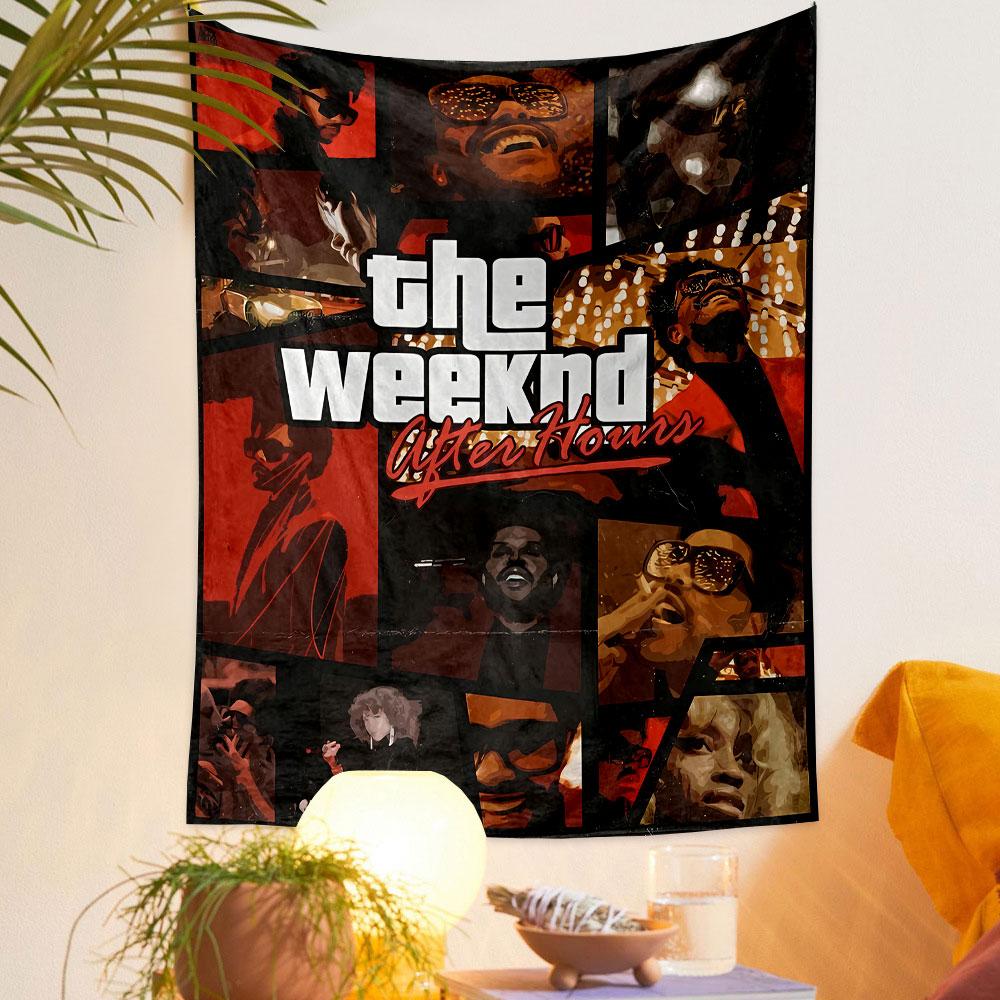 The Weeknd Music Tapestry Wall Hanging, Pop Star Album Art, Retro Music Wall Decor for Bedroom Dorm