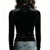 Women's Fashion Half Zip Stand Collar Long Sleeve Pullover Top