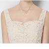 Elegant Sommer Heklet Broderi Blonder Lange Kjoler Dame   Sexy Tynn Stropp Kveldsfestkjole Vestidos De Fiesta