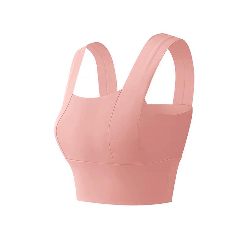 Yoga underwear women with chest pads shockproof gathering running fitness vest square neck beautiful back wear short top