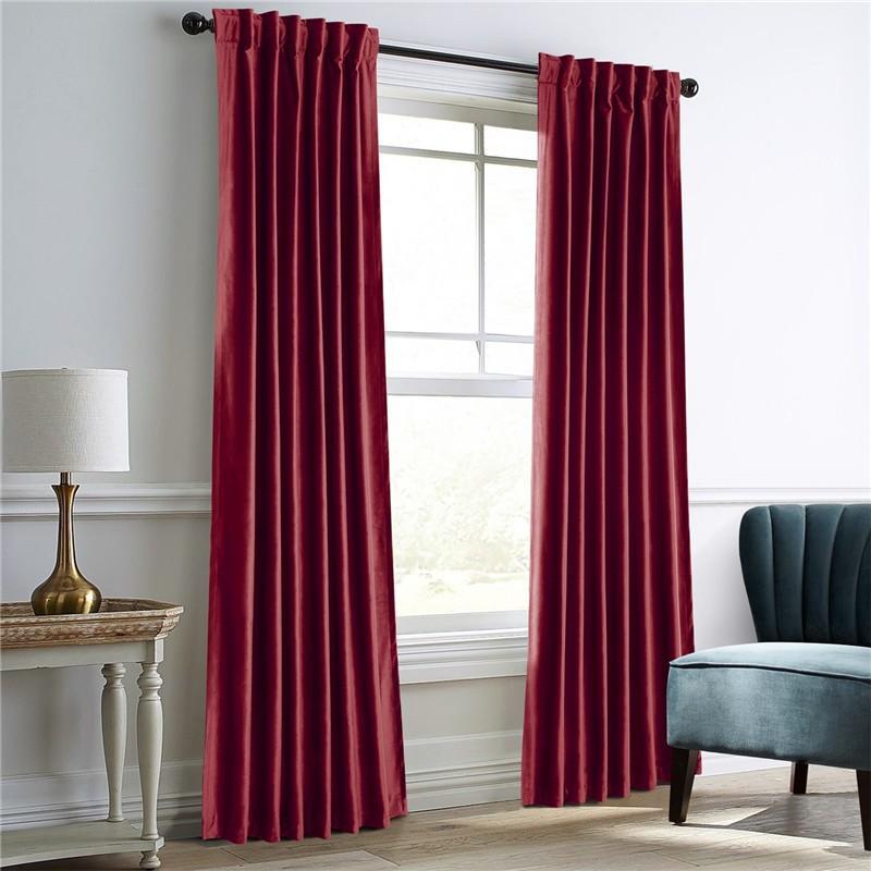 Fleece Solid Color Blackout Curtain Cloth, Living Room Bedroom Blackout Curtain Finished Multi-Color