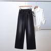 DIMANAF 2025 Plus Size Autumn Women Jeans Pants Denim Female Elastic Basic Black High Waist Oversize Fashion New Pants 5XL