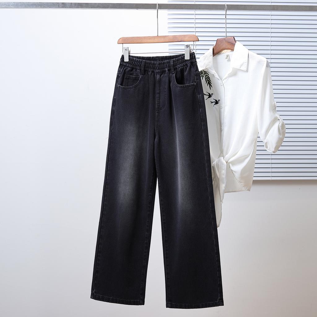 Dimanaf 2025 Nadměrná velikost Podzimní Dámské Džínové Kalhoty Denim Dámské Elastické Základní Černé S Vysokým Pasem Nadměrné Velikosti Módní Nové Kalhoty 5XL
