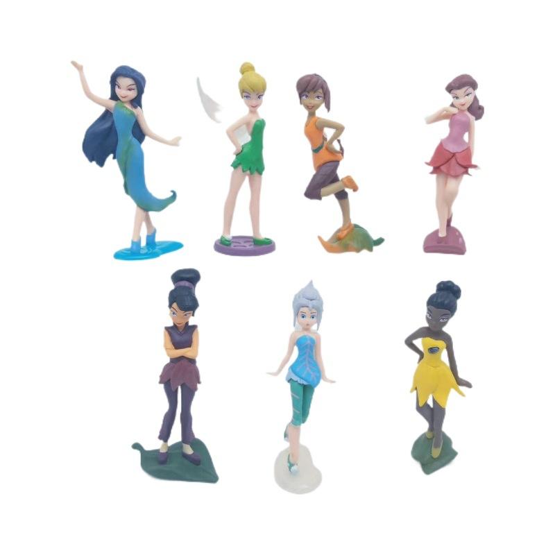 7pcsSet Princess Tinkerbells Mini Fairy Figure Toys Children Animation Cartoon Toys Girls Dolls Baby Toy Decorations Figure