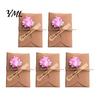 Exquisite Holiday Celebration Cards 5Pcs DIY Dried Flower Greeting Cards, Handmade Note with Artificial Flowers, Jute Twine Romantic Sunflower