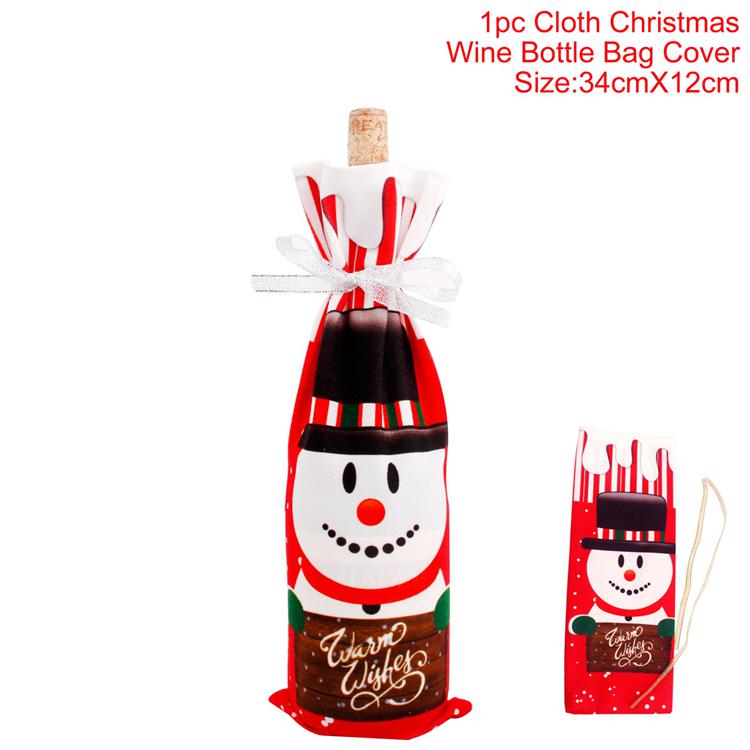 

FengRise Christmas Wine Bottle Decoration Santa Claus Bottle Cover Christmas Stockings Gift Holders Xmas Tableware New Year Gift 14x16cm світло-зелений колір