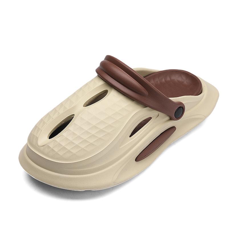 

Мужские спортивные и повседневные уличные тапочки, крутые тапочки, нескользящая и износостойкая обувь, пляжные сандалии. 44-45 бежевый