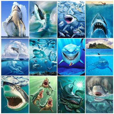 Full Square Drill 5D Diy Diamond Embroidery Shark Rhinestones Art Diamond Painting Animal Cross Stitch Sea 3D Mosaic Home Decor