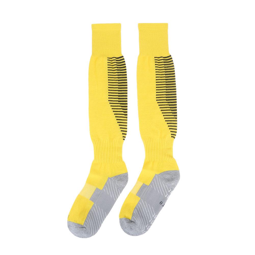 

1 пара комплект мужские футбольные спортивные гольфы до колена противоскользящие с толстой голенью желто-черные полоски