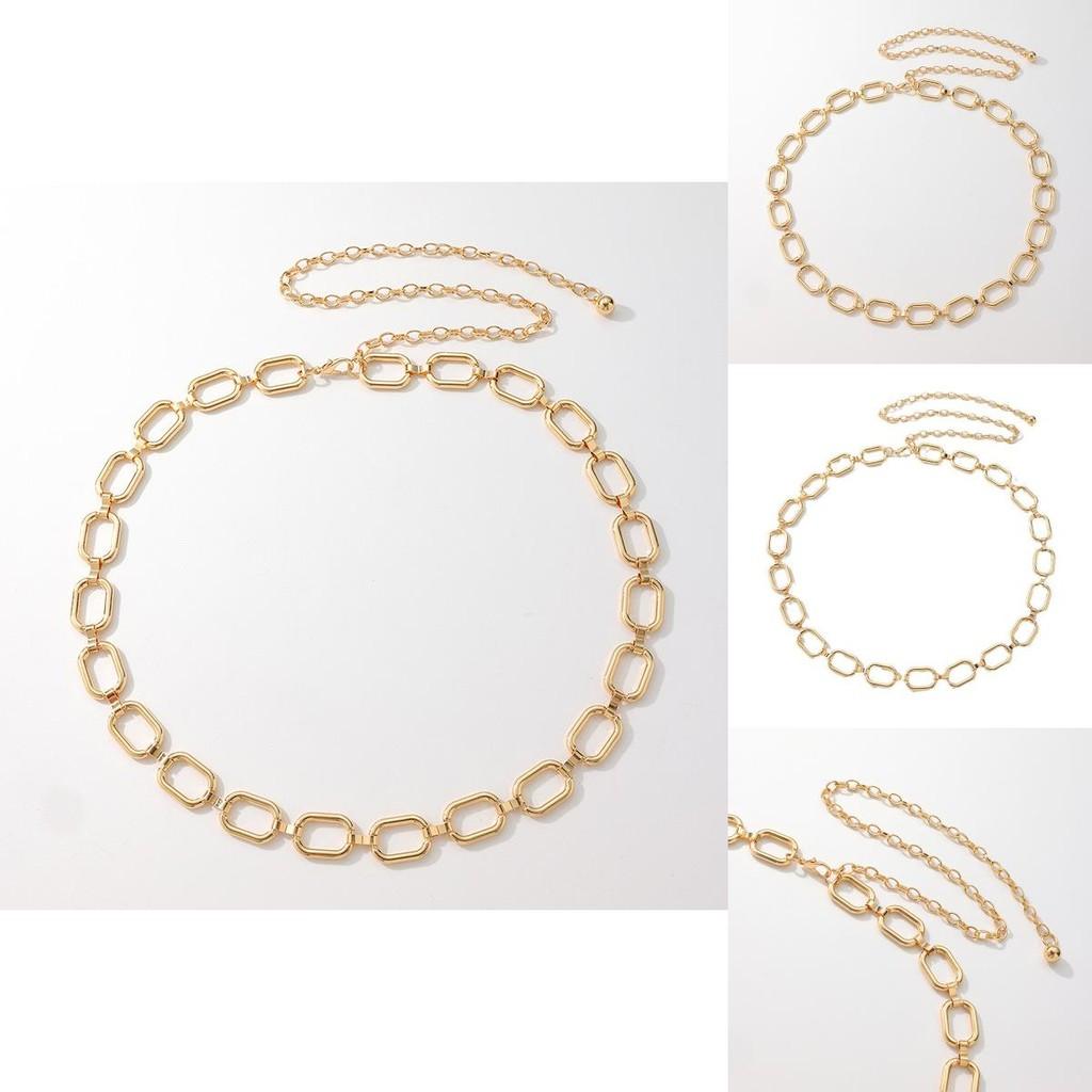 Geometric Oval Metal Belt Chain For Women With Elegant Design For Casual And Office Wear