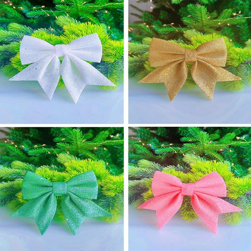 1/2Pcs Large Red Gold Sparkling Bow Glitter Christmas Ribbon Bowknot Xmas Tree Hanging Ornaments  Year Home Decoration