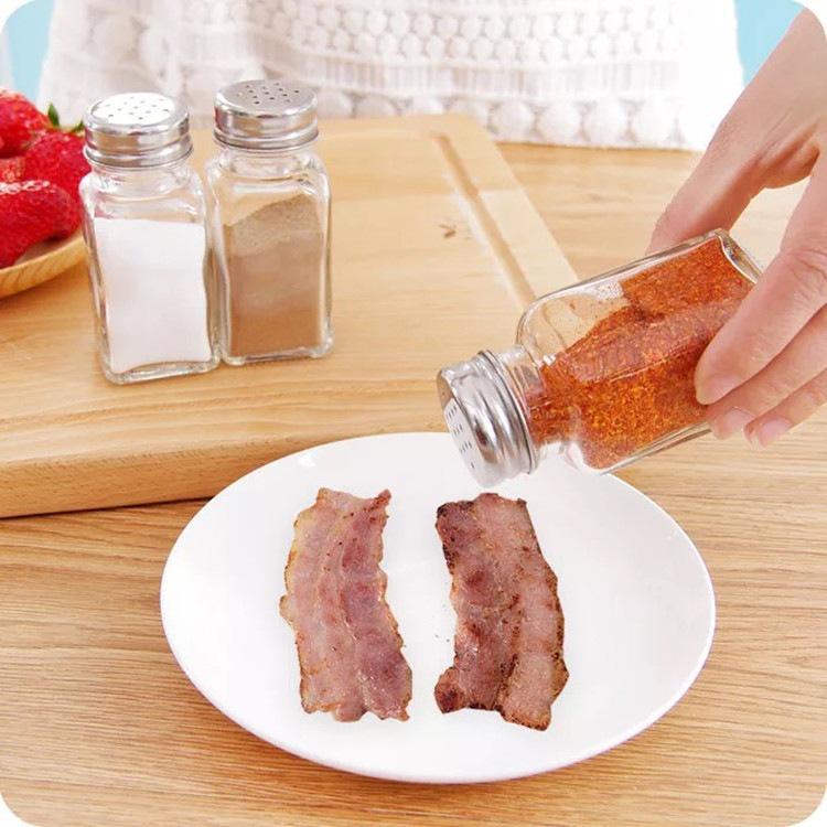 Glass Spice Bottles for Kitchen & Restaurant - Pepper, Sea Salt, and Seasonings