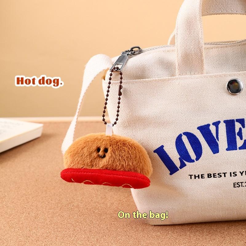 Creative Cute  Burger Potato  Chip  Doll  Keychain  Bag Pendant Couple  Girl  Plush Hanging  Ornament Gift Bag Accessory