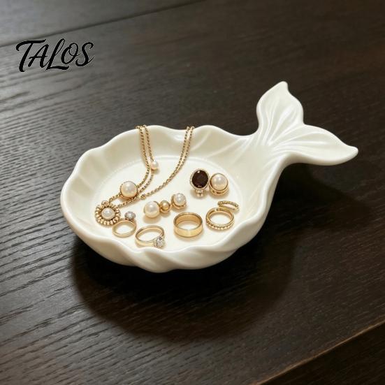 Necklace Storage Tray 3D Printed Fish Shape Jewelry Tray, Girlish Decorative Trinket Dish, Desktop Practical Organizer for Dresser Entryway
