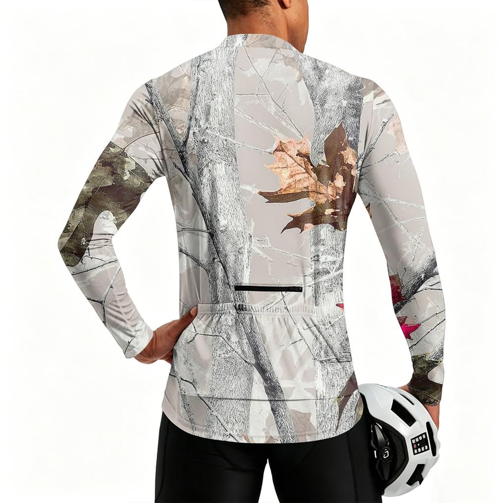 Men's Long Sleeve Cycling Jersey Breathable Quick Dry Half Zip Pullover Lightweight Athletic Top for Outdoor Sports