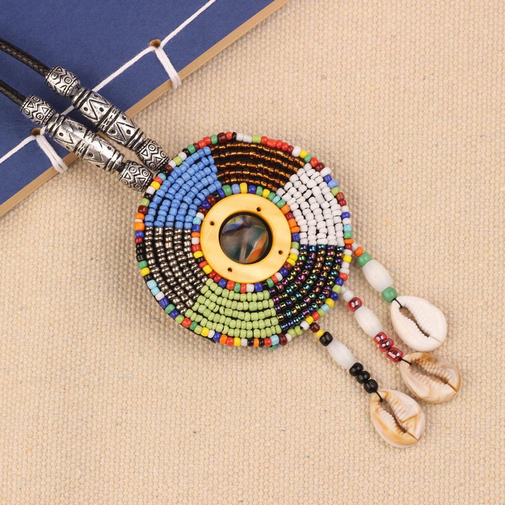 Bohemian Retro Exotic Style Handmade Bohemian Geometric Pendant Ethnic Tribal Style Jewelry Niche Necklace