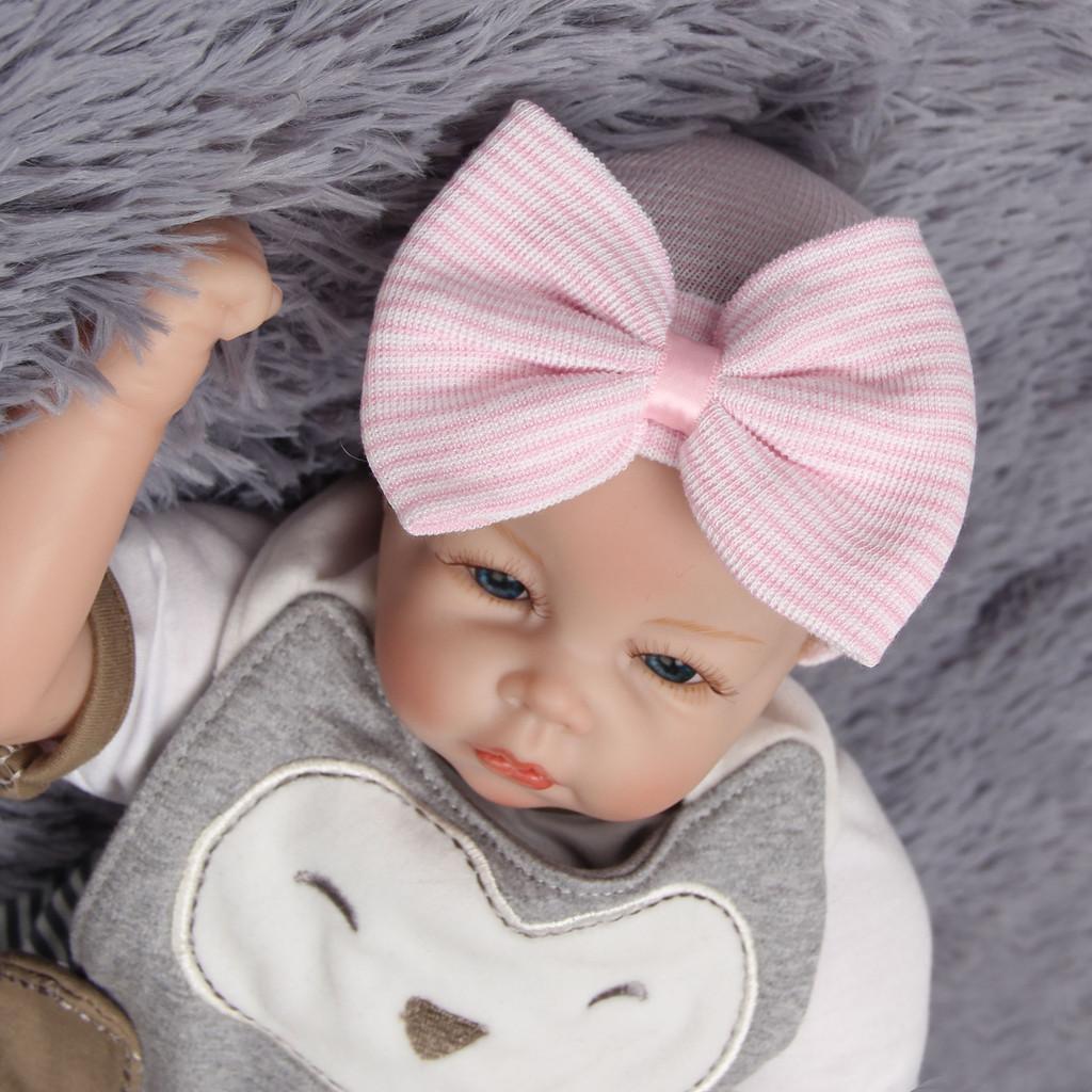 Gestreifte Baby Schleife Mütze Strickmütze Weiche Niedliche Mützen Warmhalten Geschenke Mode