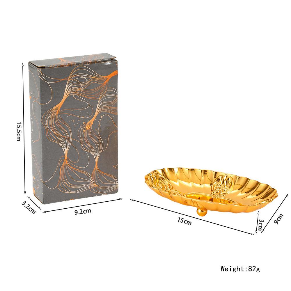 European Fruit Plate Luxury Shell Shape Golden Alloy Tray Snack Candy Wedding Cake Dish Desktop Home Decor