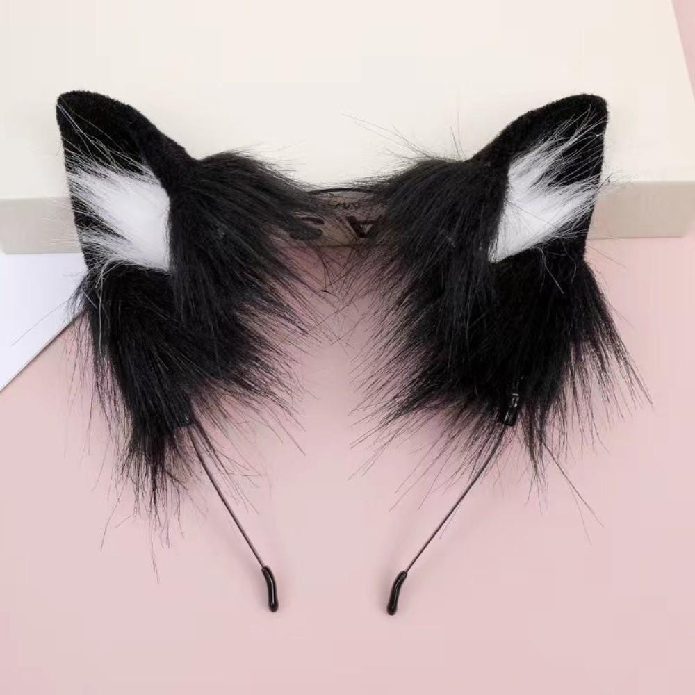 

Lolita Plush Ear Hairband Cute Cat Ear Headband Fashion Hair Hoop Girls білий