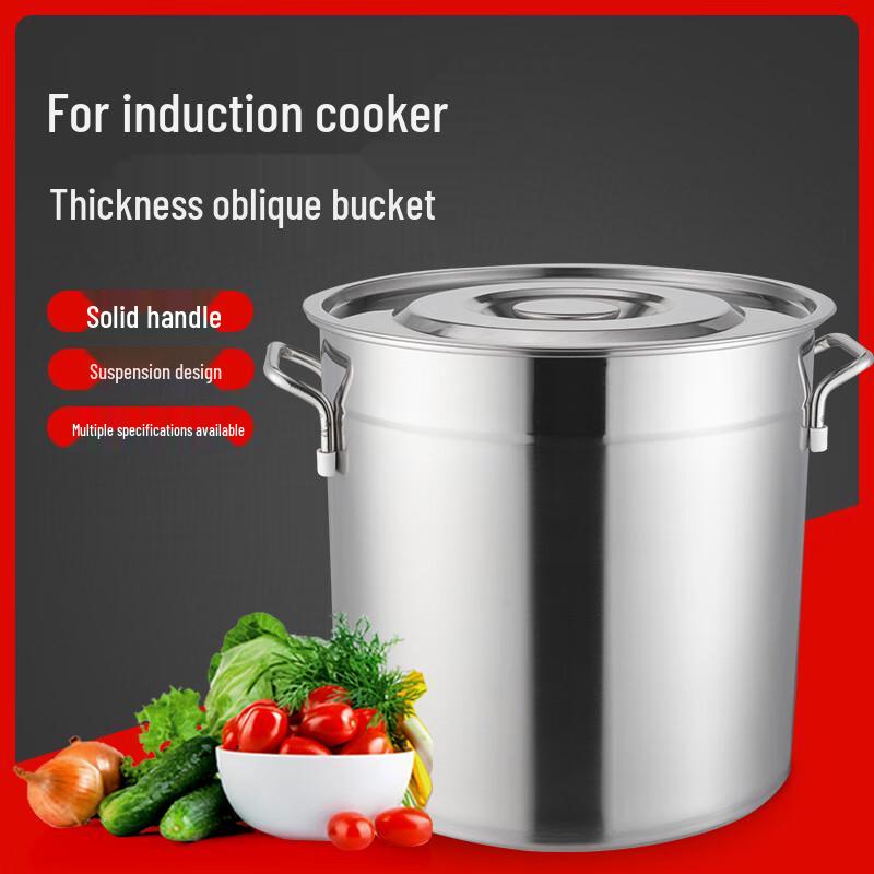 Liansheng Commercial 201 Stainless Steel Induction Soup Pot with Lid