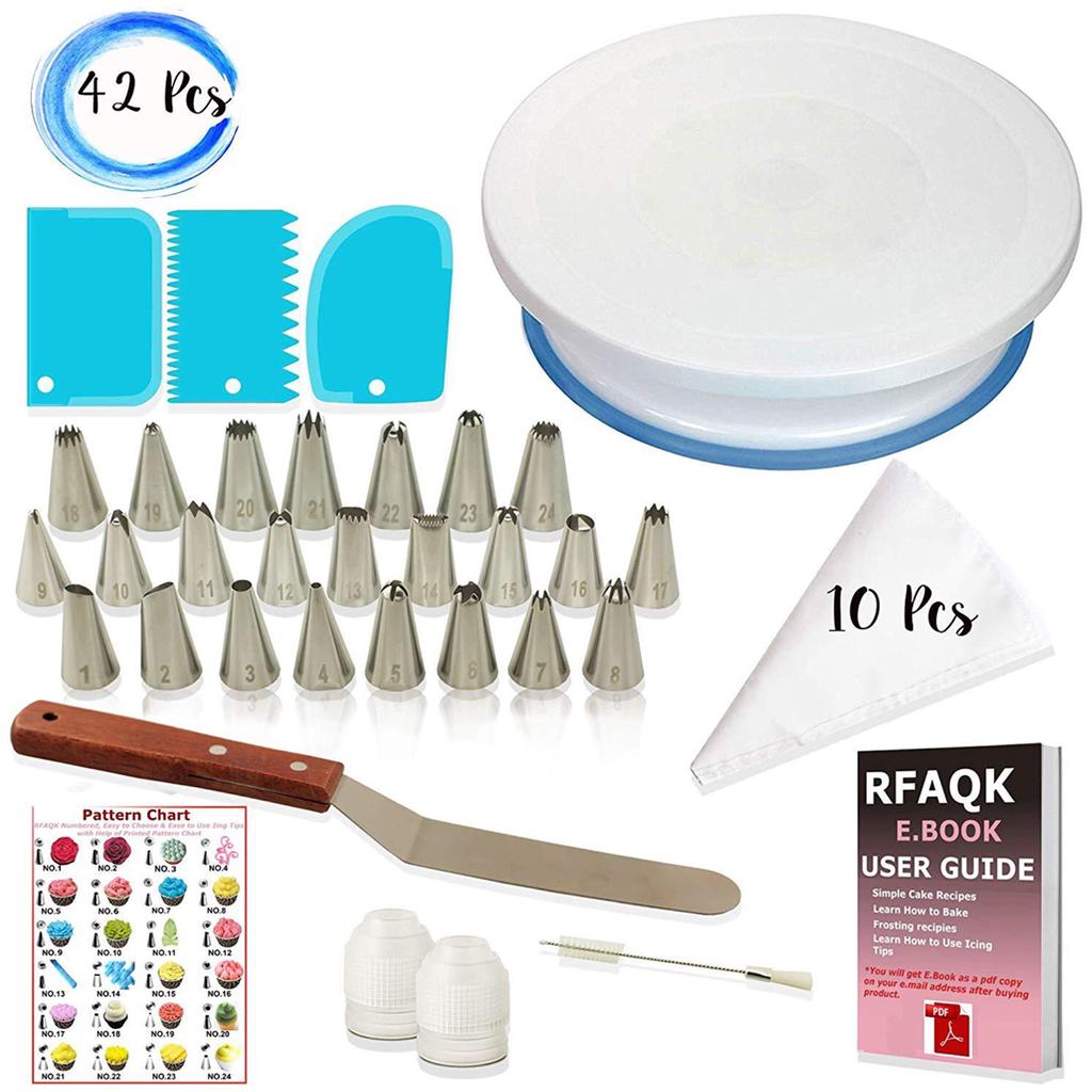124pcs Cake Decorating Kit DIY Cupcake Baking Pastry Turntable Tool Supplies Set