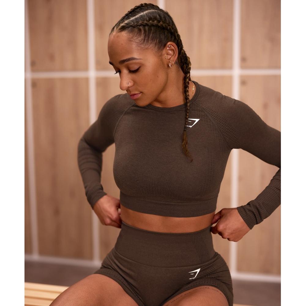 

Укороченный топ GYMSHARK Vital Seamless 2.0 Espresso Marl B1A3D NBFB