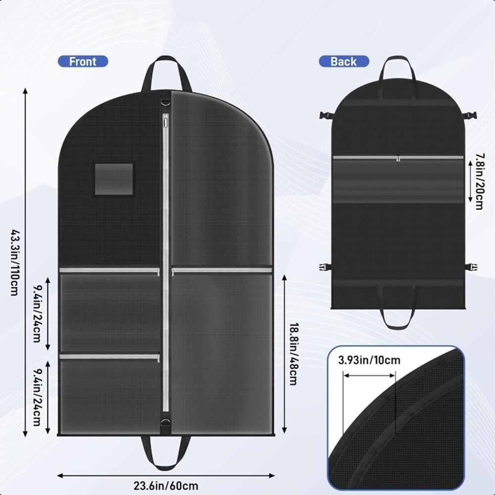 Garment Bags for Travel Clothes Dust Cover Hanging Garment Bags for Men Double Sides Zipper Large Pockets Storage Bag Closet Clo