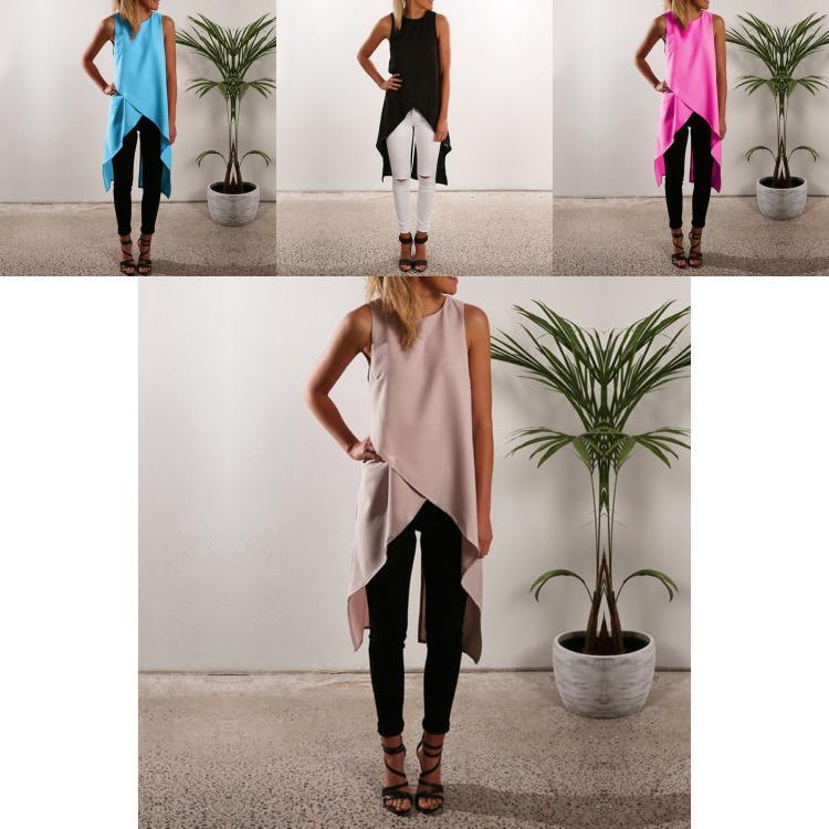 Damen Rmellos Longshirt Sommer Westen Tank Bluse Hemd Shirt Tunika Oberteil Top In Premium Quality For Effortless Versatility And Timeless Style