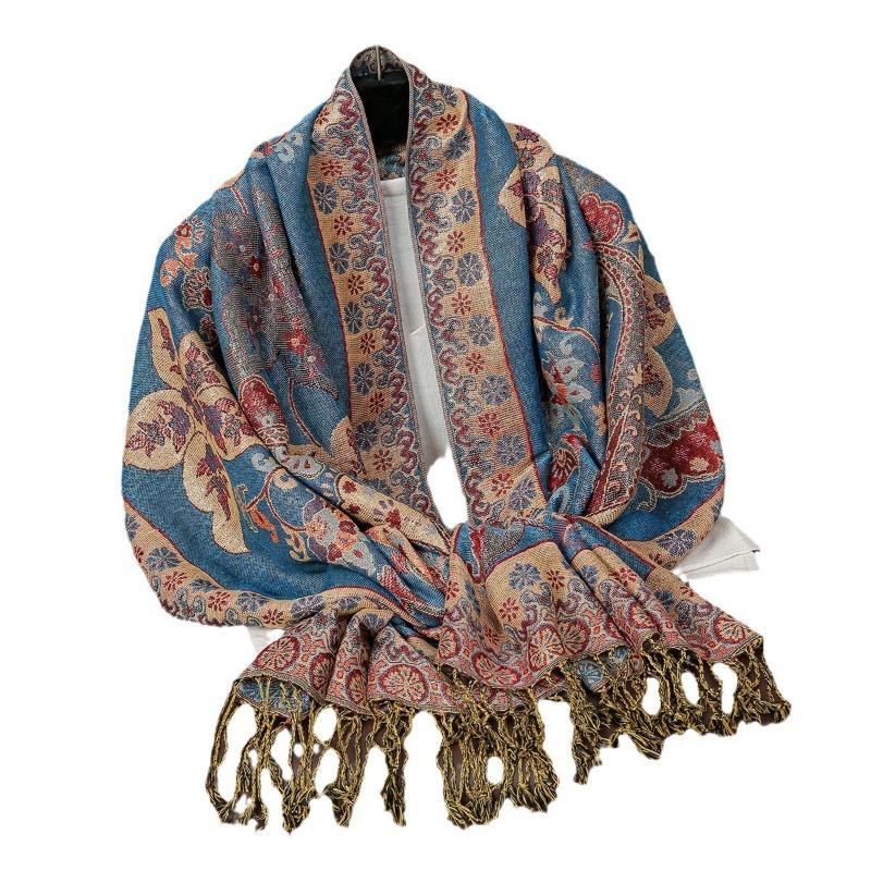Hot-selling popular cashew nut pattern fringed scarf female Xiyin versatile good-looking shawl female