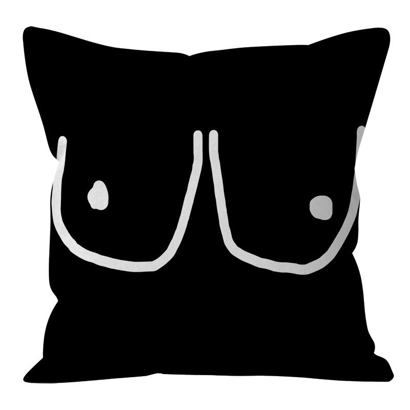 Nordic Ins Style Simple and Light Luxury Lines Black and White Plaid Pillow Case Pillow Lunch Break Pillow Sofa Cushion