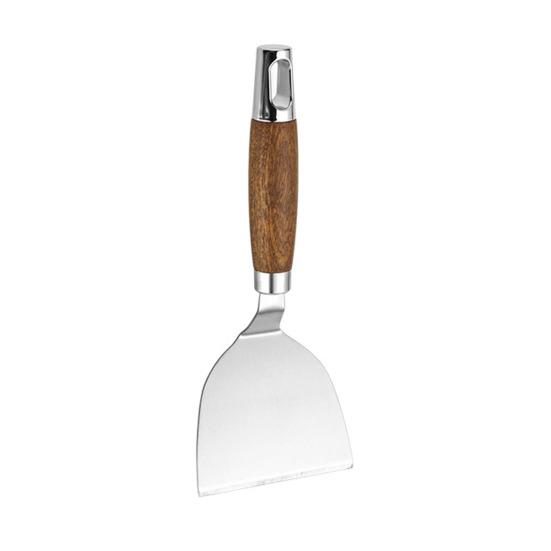 Flat Shovel Stainless Steel Slotted Spatula with Wooden Handle Heavy-Duty Turner for Steak Pancakes BBQ Heat-Resistant Essential Kitchen Tool