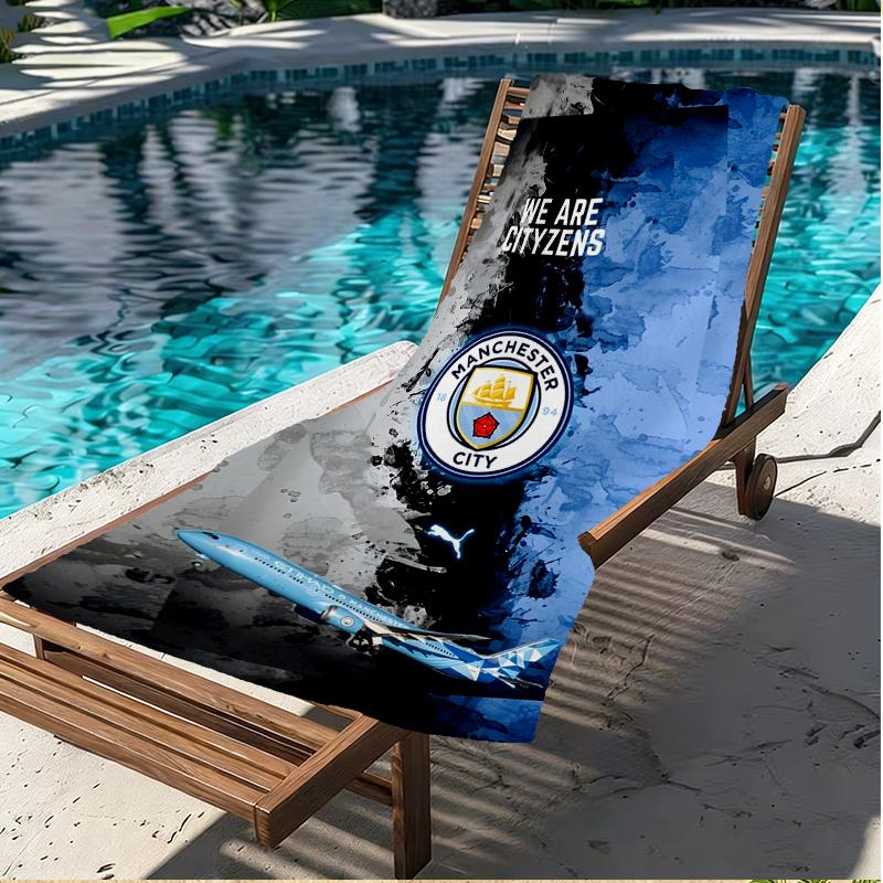 Manchester City FC Print Strandtuch, Vielseitiges Leichtes Saugfähiges Strandtuch für Pool Surfen Yoga Badezimmer, Perfektes Geburtstags-Urlaubsgeschenk