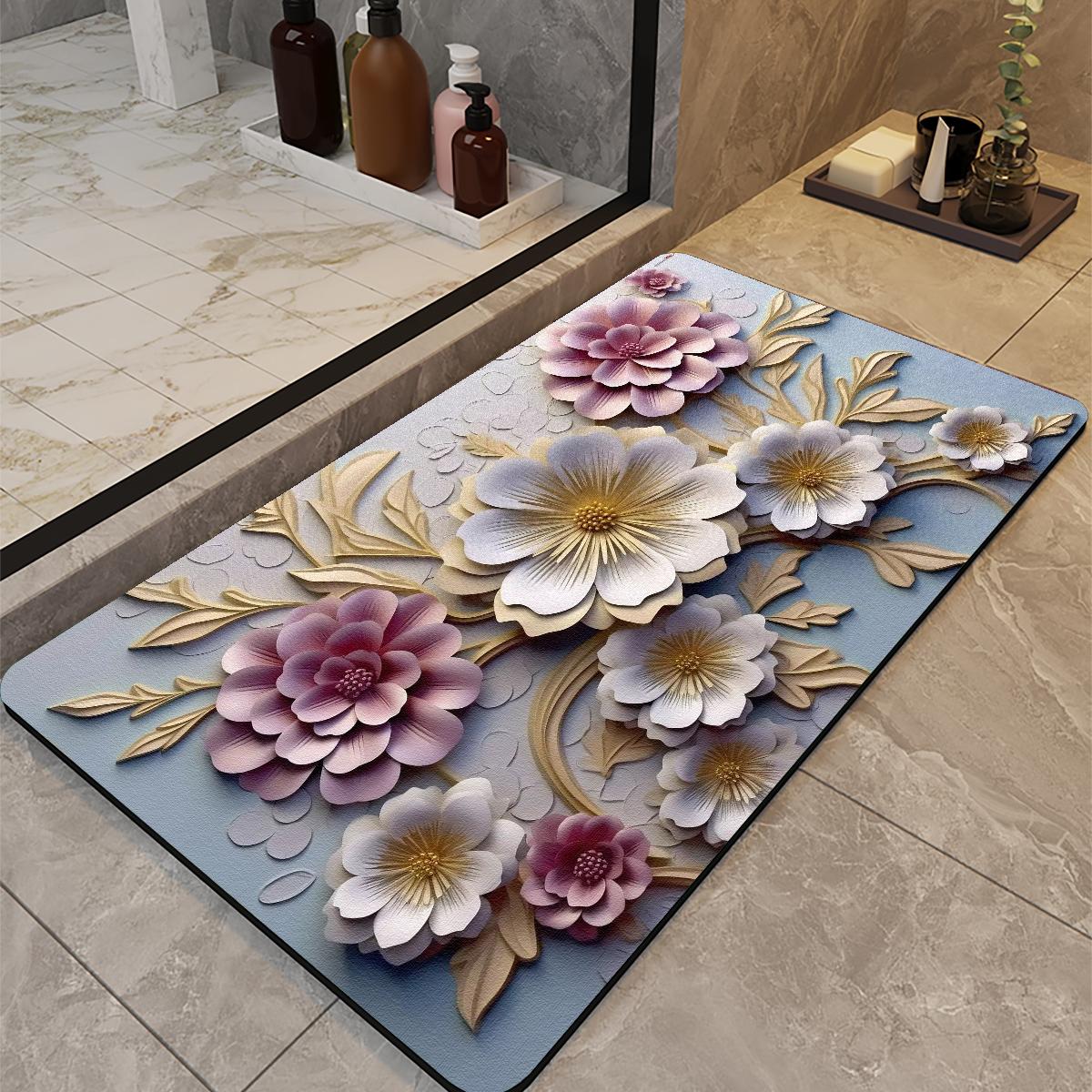 

Роскошный цветочный принт коврик для ванной коврики для ног ковер противоскользящий быстросохнущий коврик для душа туалет коврики для двери моющиеся 40cmx60cm чистый