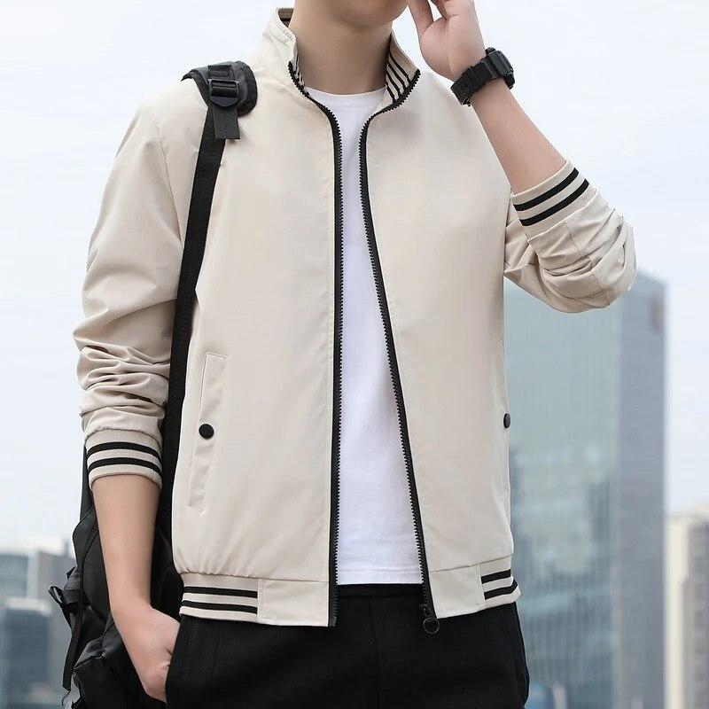 Spring and Autumn Jackets for Men Long Sleeve Regular Coats Men Jacket Solid Daily Casual Bomber Jacket