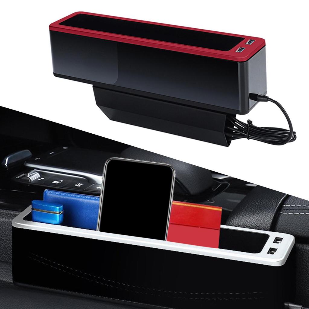 Filler , Dual USB Hole Seat Organizer Front Storage Box Catcher for Phones Chewing Gum