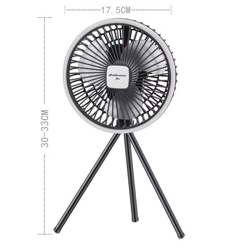Portable Camping Fan with Tripod, Long Battery Life, Dual-Use Hanging or Standing, Large Wind Power, and Night Light
