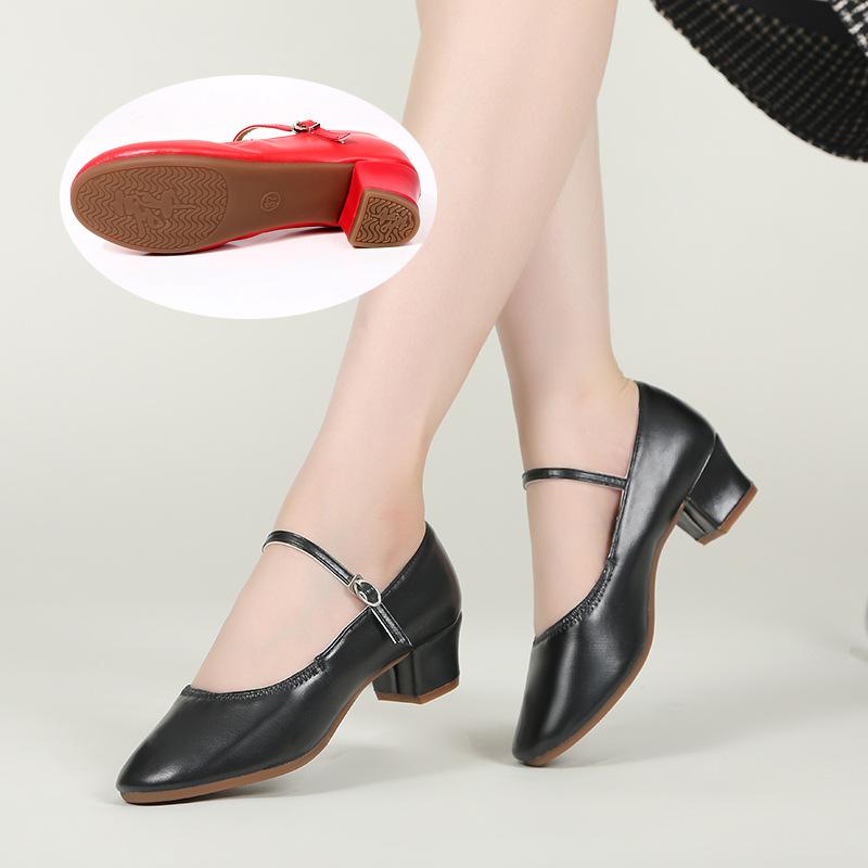 

Soft Leather And Soft Sole Dance Shoes For Adults, Mid-heel Dance Shoes For Women 39 чорний