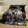 Elegant Floral Horse Motif Blanket bedroom Blanket for Livingroom Couch lunch break Soft throw for Friend's festival Gift