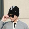 New Thermal Knitted Wool Hat Men'S Pullover Hat Solid Color Versatile Casual Outdoor Letter Cold Hat