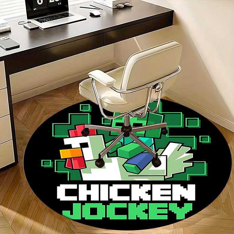 

Chicken Jockey,Minecraft Pixel Art Chair mat Round Rug Office carpet, Machine Washable, Non slip, Suitable for Living Rooms, Bedrooms 100cm